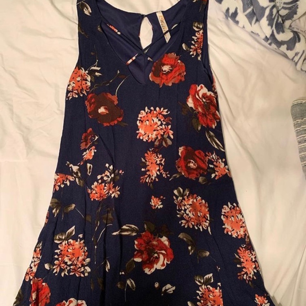 Floral print with cross neck dress